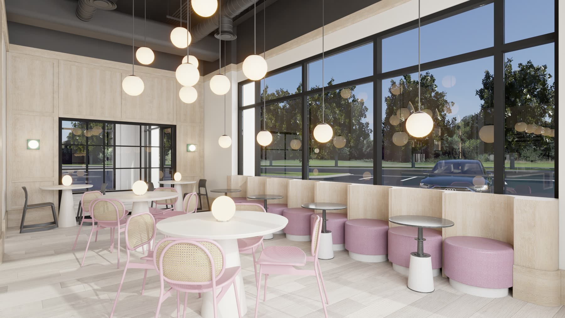 Author's Ice Cream, the lit arched niches carrying product