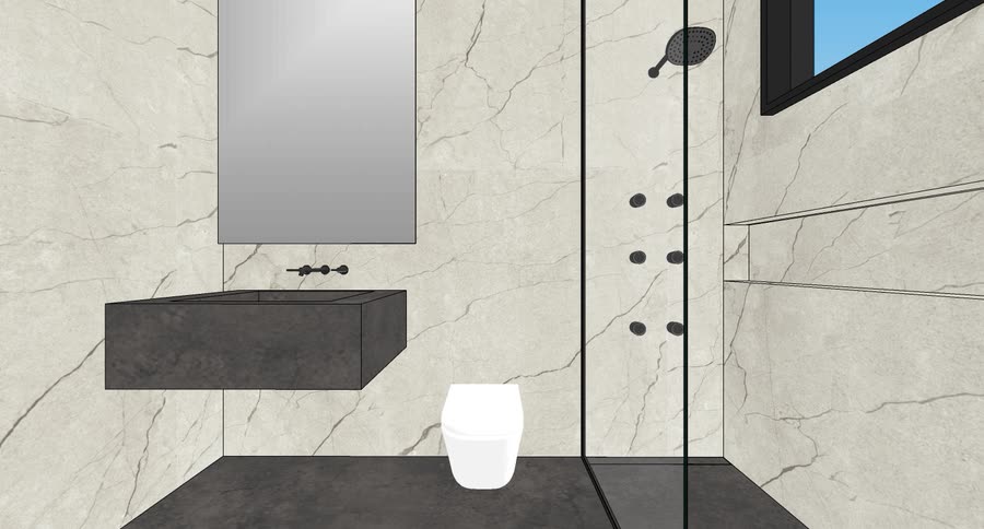 Guest bathroom, first presentation, view 2