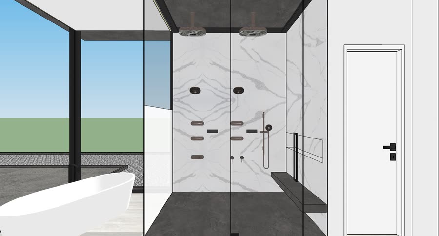 Principal shower bathroom, first presentation, view 2
