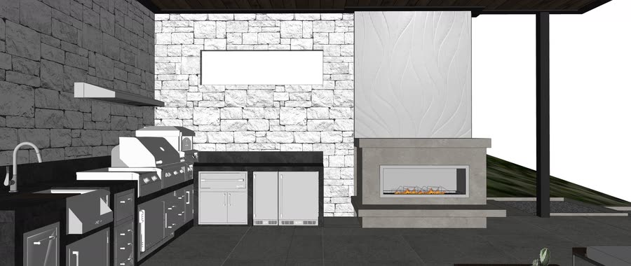 Outdoor kitchen, option one, view 1
