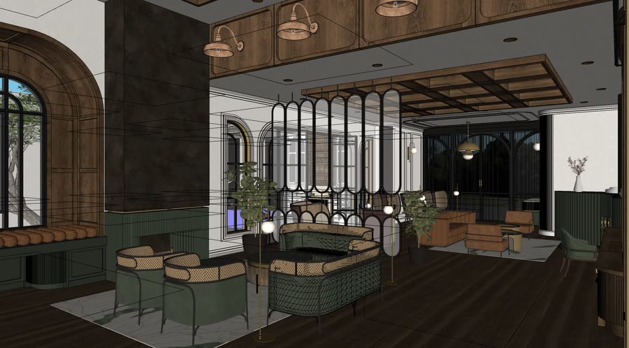 Chapter House, second drafts across the building, frame 9