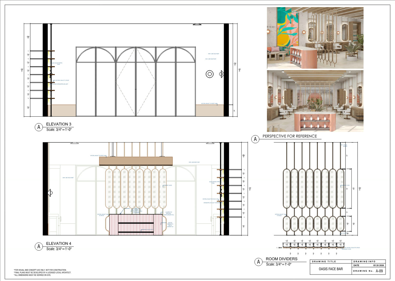 Drawing A-09 for the large store: further interior elevations