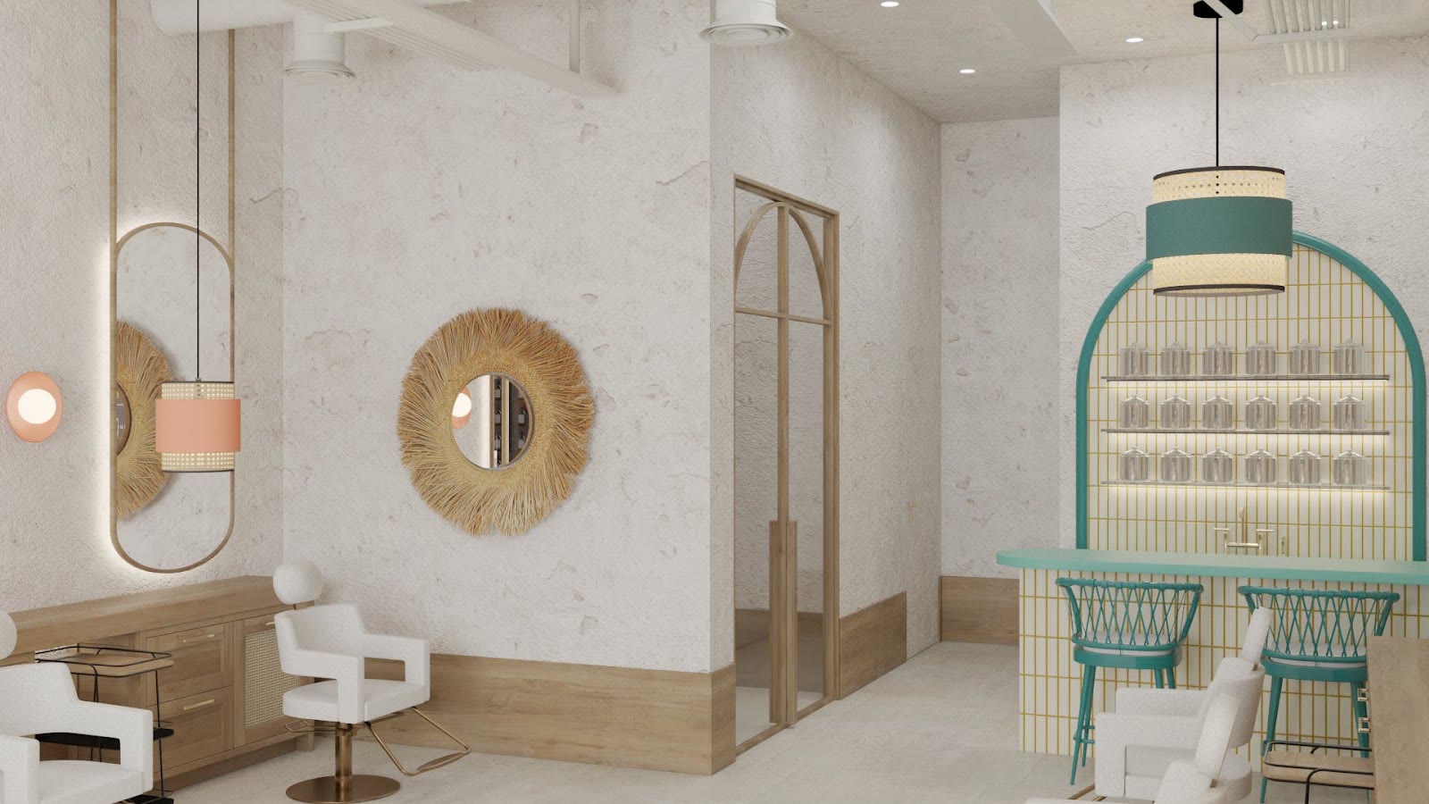 Oasis Face Bar small format, the counter and back wall