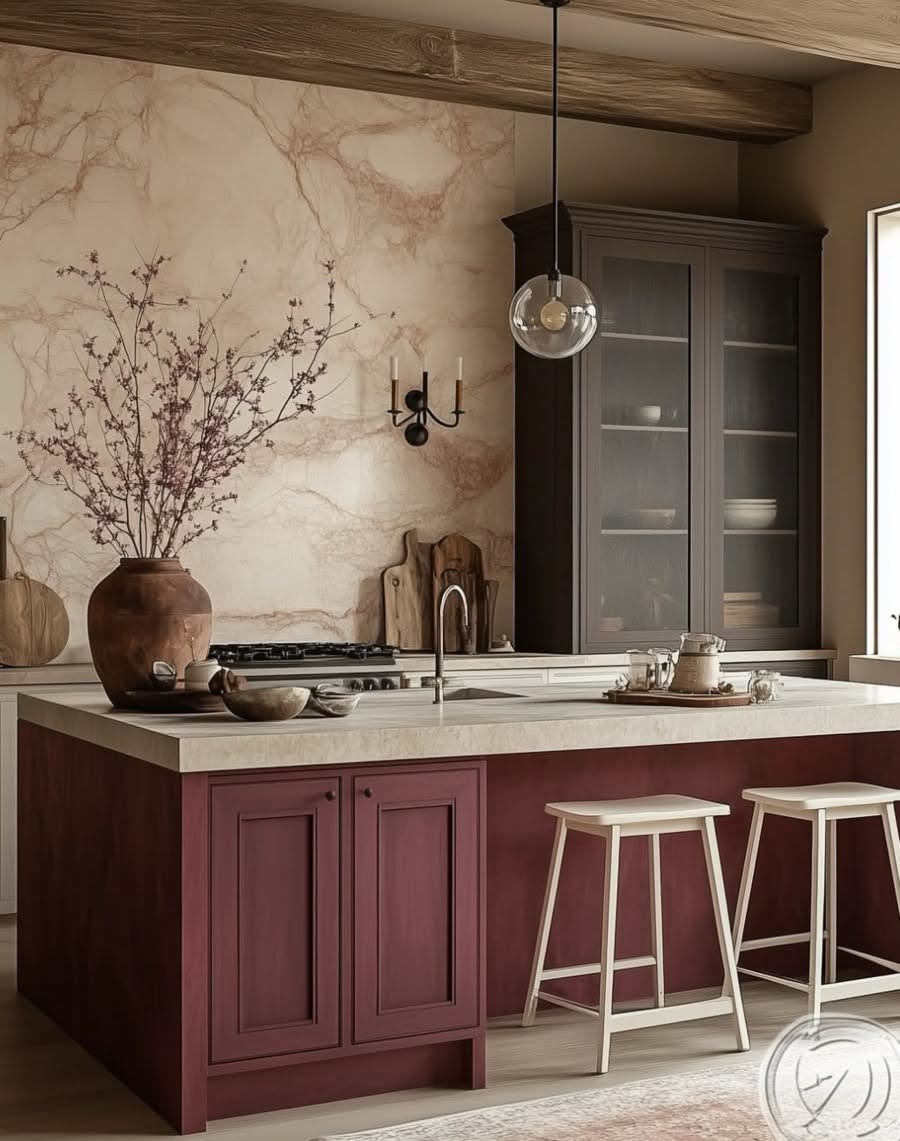 Kitchen, Plum island, marble, plaster, classic