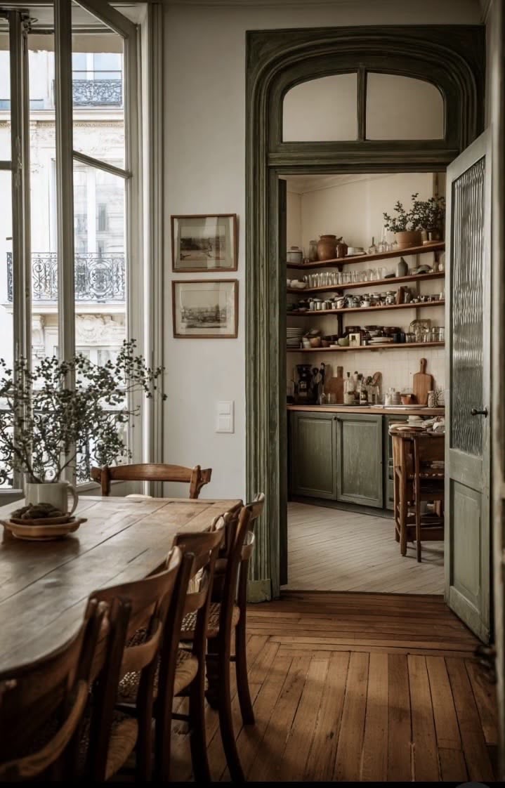 Dining room, Parisian dining room, pantry doors, classic