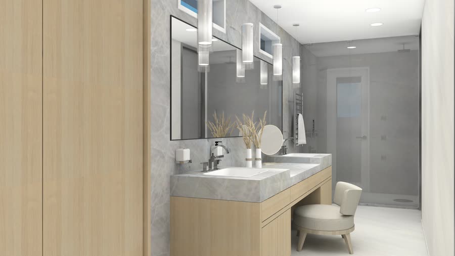 Third floor bathroom, renderings, frame 1