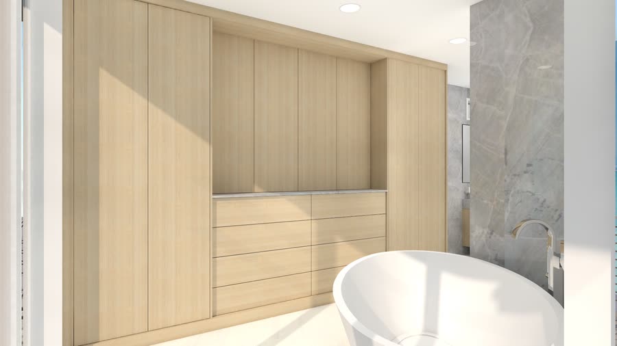 Third floor bathroom, renderings, frame 2