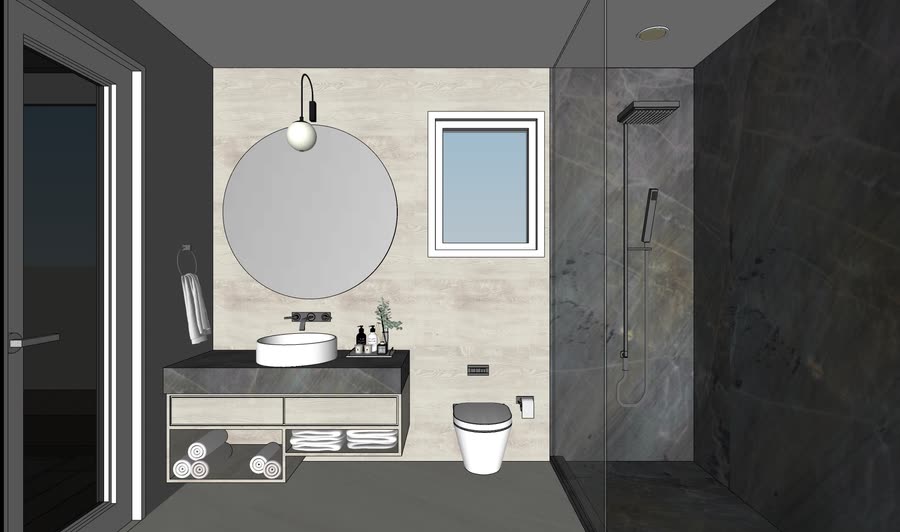 Bathrooms, drafts one, frame 2