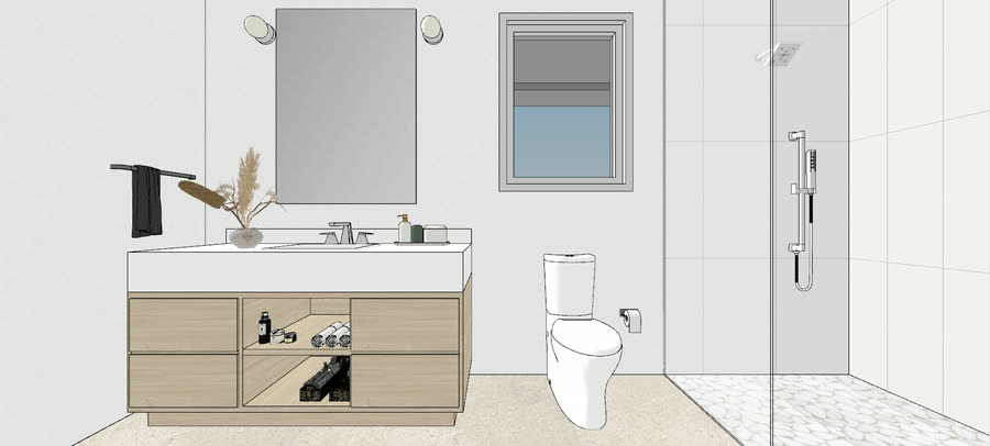 Bathrooms, drafts five, frame 3
