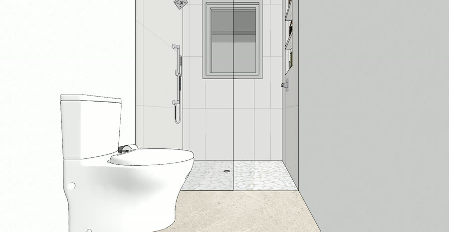 Bathrooms, drafts five, frame 6