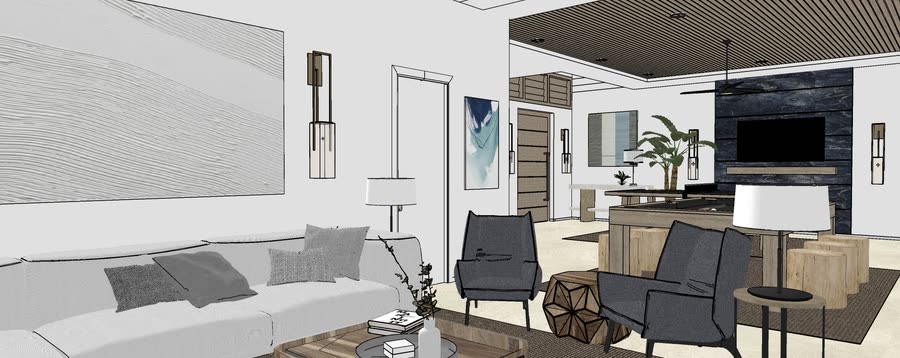 Lower level, drafts one, frame 3